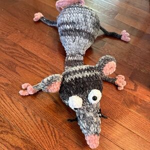 Velvet soft Squished mouse hand crocheted door stop